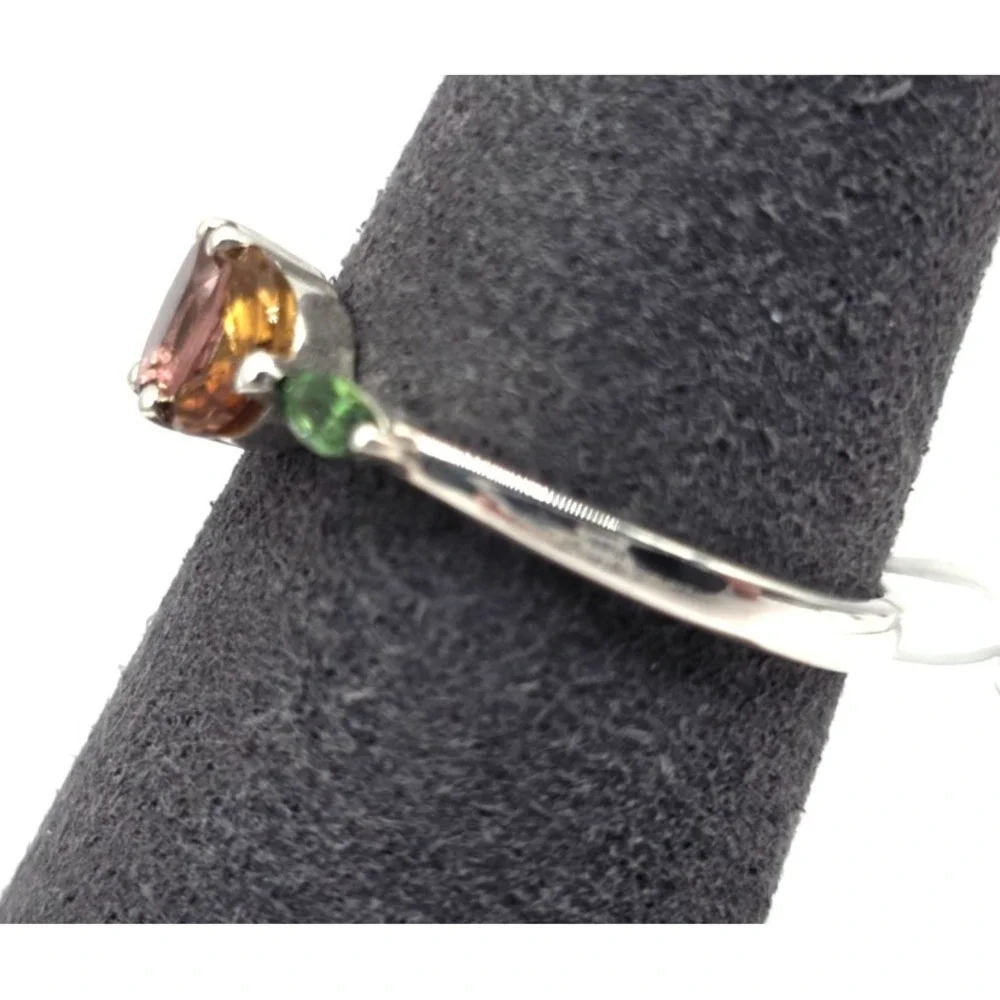 Tourmaline Gemstone Ring Size 8 Sterling Silver Handmade Flowers Dainty‎ NWT